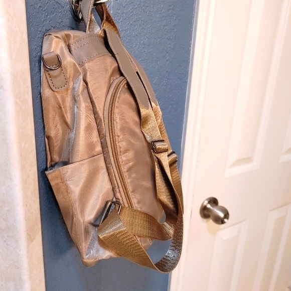 New Shimmery Backpack Removeable Strap Large Inner Pocket Sparkle Bling - Picture 5 of 16